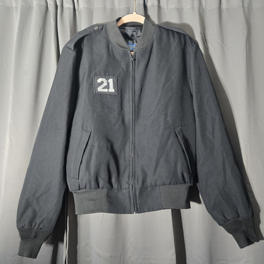 Vintage Neptune Garment Black Wool Military-style Bomber Jacket Size 14